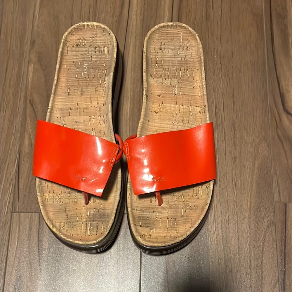 Red Slide Sandals with Cork Sole (Donald J Pliner) 7